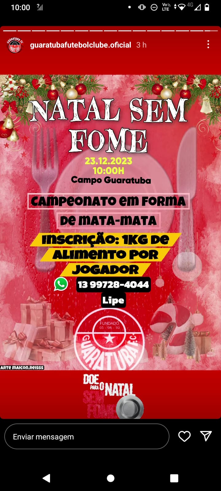 Time do guaratuba em BERTIOGA SP fazendo a campanha do natal